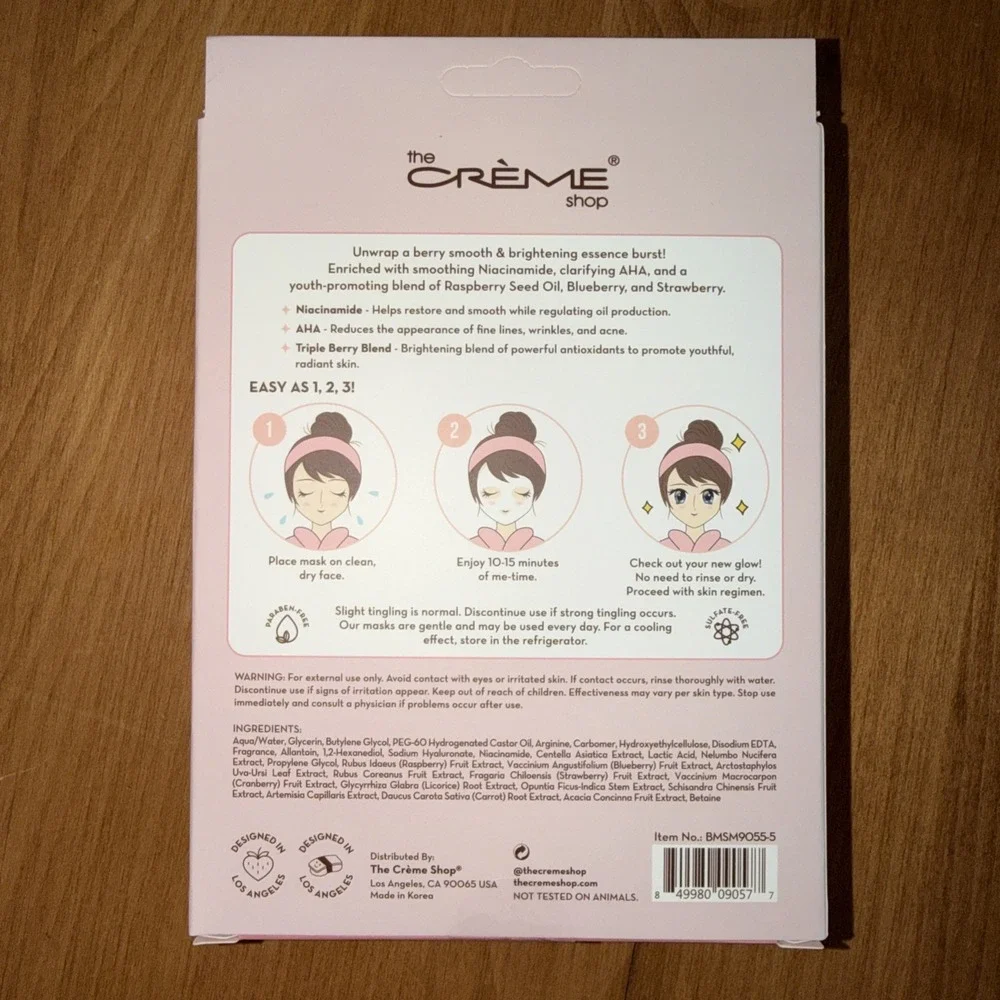 NEW The‎ Creme Shop Berry Merry Skin Limited Edition Face Masks, 1 Box, 5 Masks